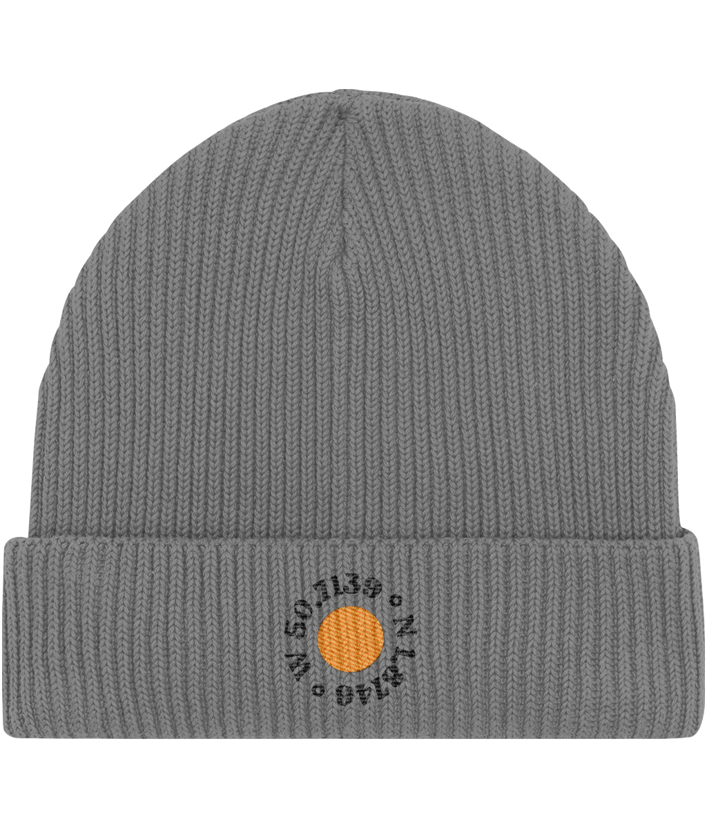Bournemouth Fisherman's Beanie in Mid Heather Grey – front view | Local Apparel, Bournemouth