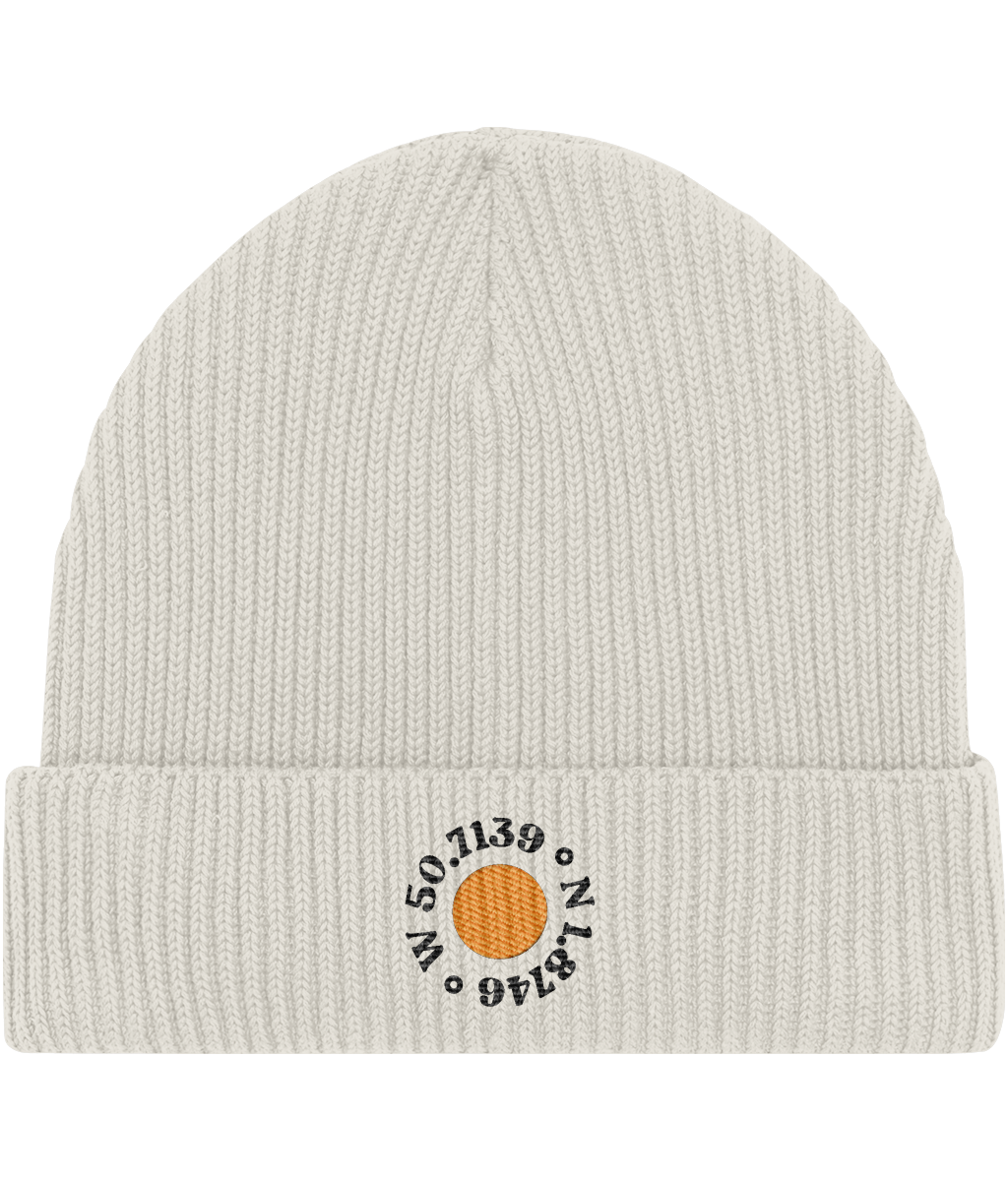 Bournemouth Fisherman's Beanie in Natural Raw – front view | Local Apparel, Bournemouth