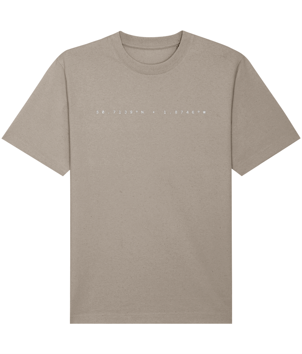 Bournemouth Local Classic Unisex T-Shirt in Desert Dust – front view | Local Apparel, Bournemouth