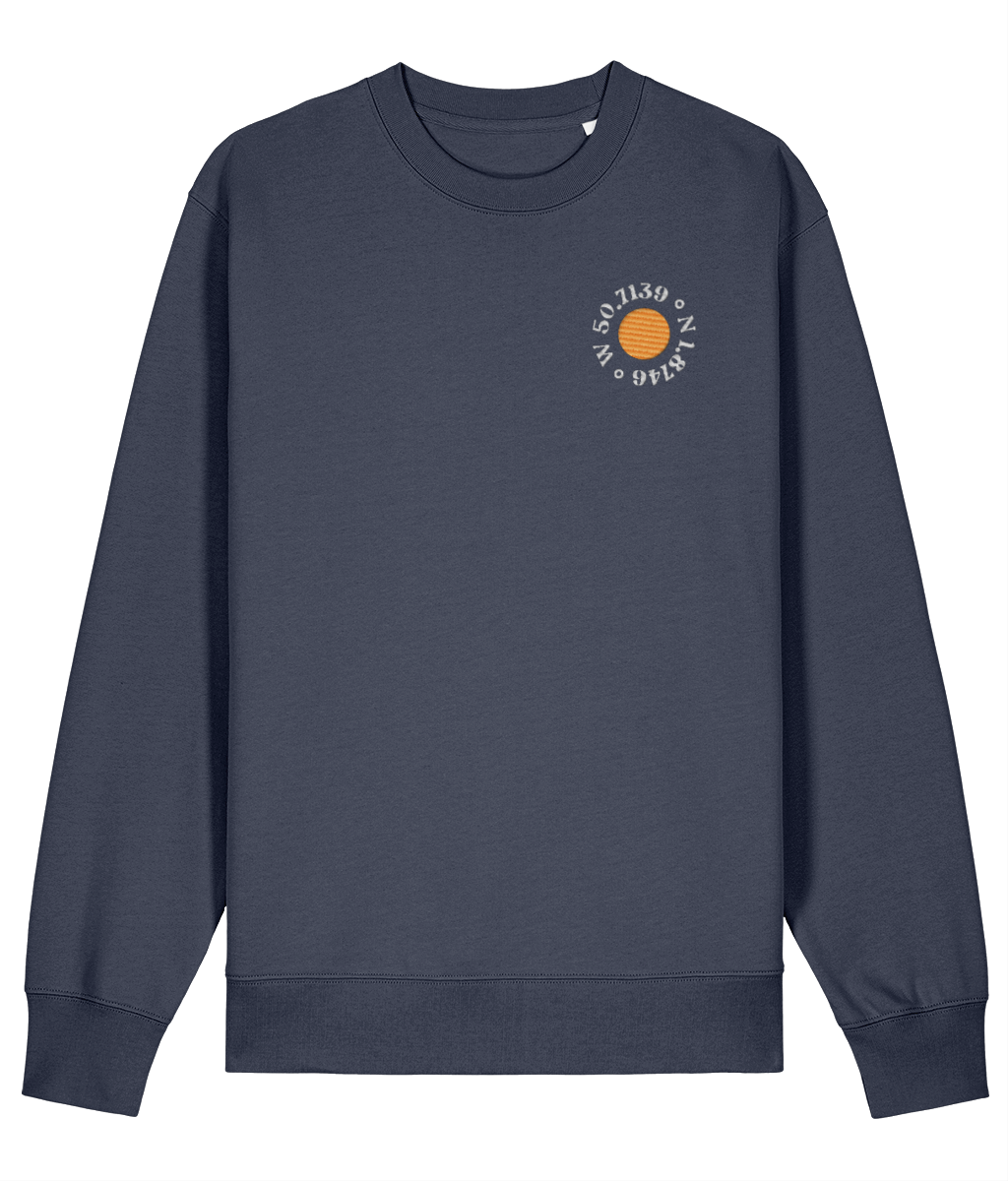 Bournemouth Pier Embroidered Colour Sweatshirt in India Ink Grey – front view, embroidered left-chest logo | Local Apparel, Bournemouth