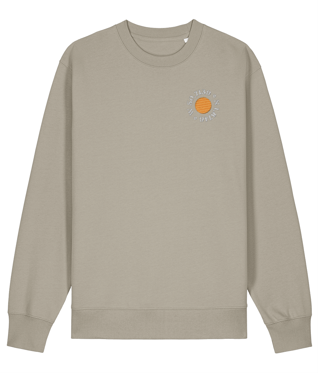 Bournemouth Pier Embroidered Colour Sweatshirt in Stone – front view, embroidered left-chest logo | Local Apparel, Bournemouth