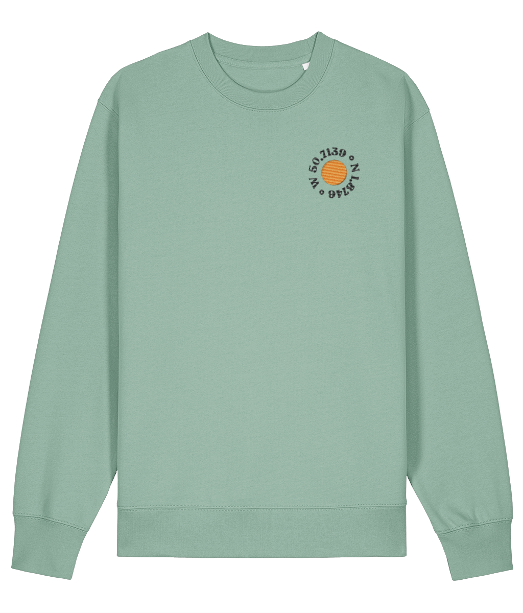Bournemouth Pier Embroidered Light Sweatshirt in Aloe – front view, embroidered left-chest logo | Local Apparel, Bournemouth