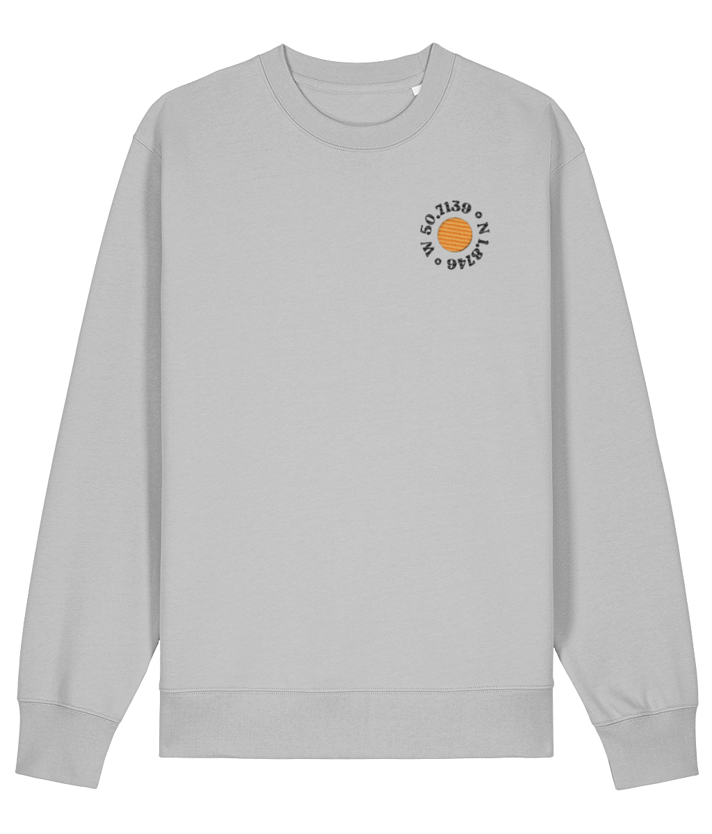 Bournemouth Pier Embroidered Light Sweatshirt in Heather Grey – front view, embroidered left-chest logo | Local Apparel, Bournemouth