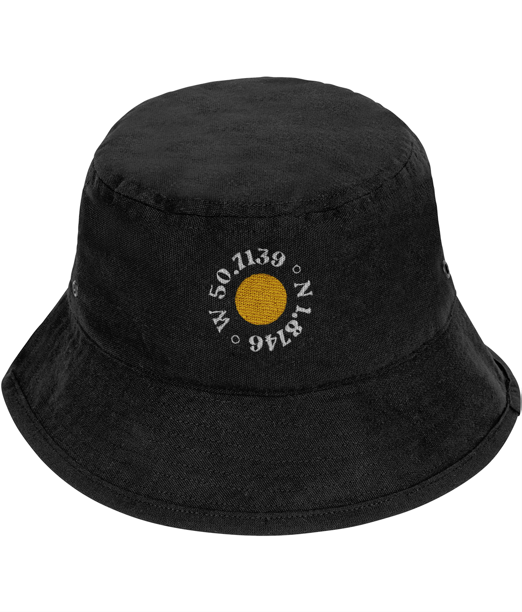Local Embroidered Bucket Hat in Black – front view | Local Apparel, Bournemouth