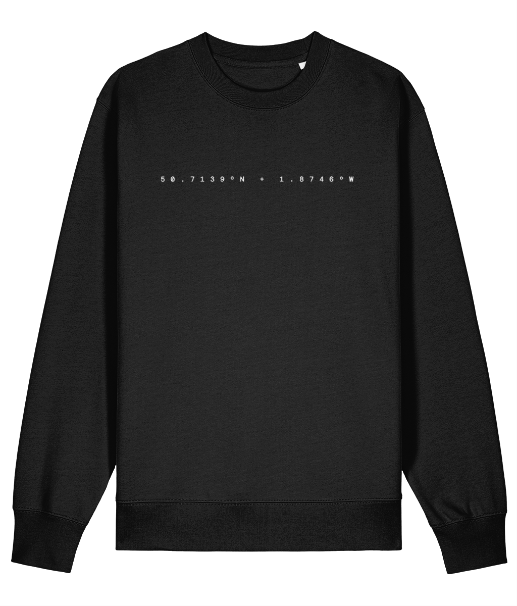 Local Classic Unisex Sweatshirt in Black – front view | Local Apparel, Bournemouth