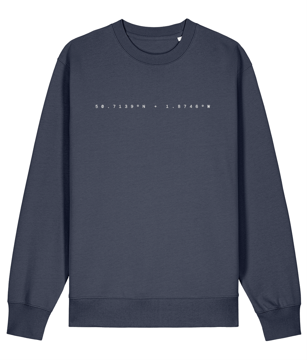 Local Classic Unisex Sweatshirt in India Ink Grey – front view | Local Apparel, Bournemouth