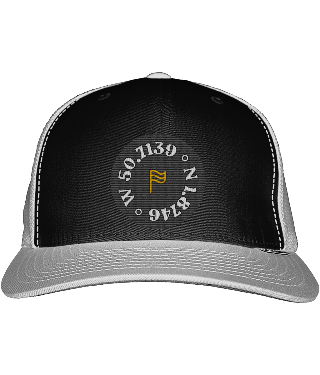 Local Flag Trucker Cap in Black/Light Grey – front view | Local Apparel, Bournemouth
