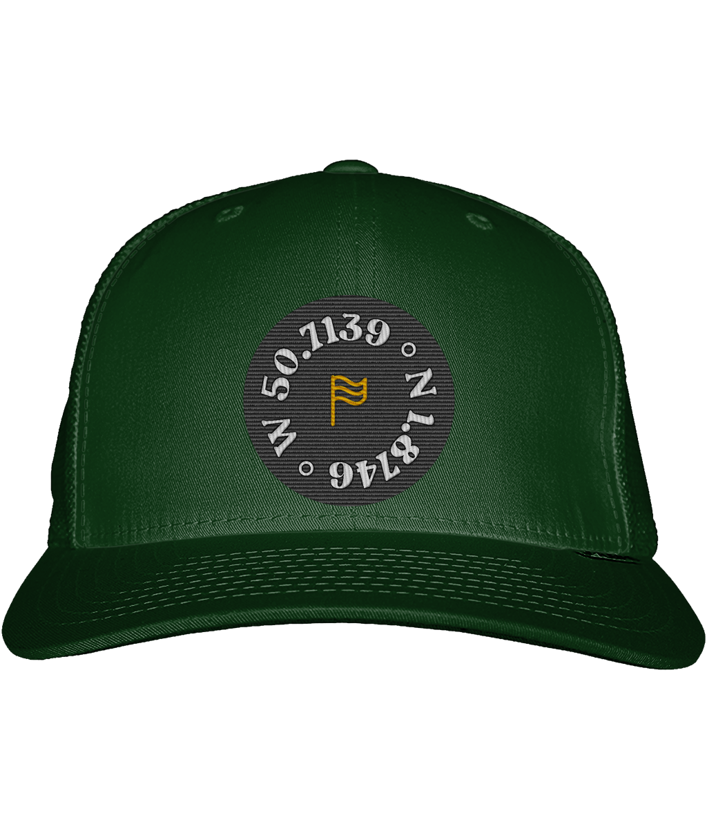 Local Flag Trucker Cap in Bottle Green/Bottle Green – front view | Local Apparel, Bournemouth