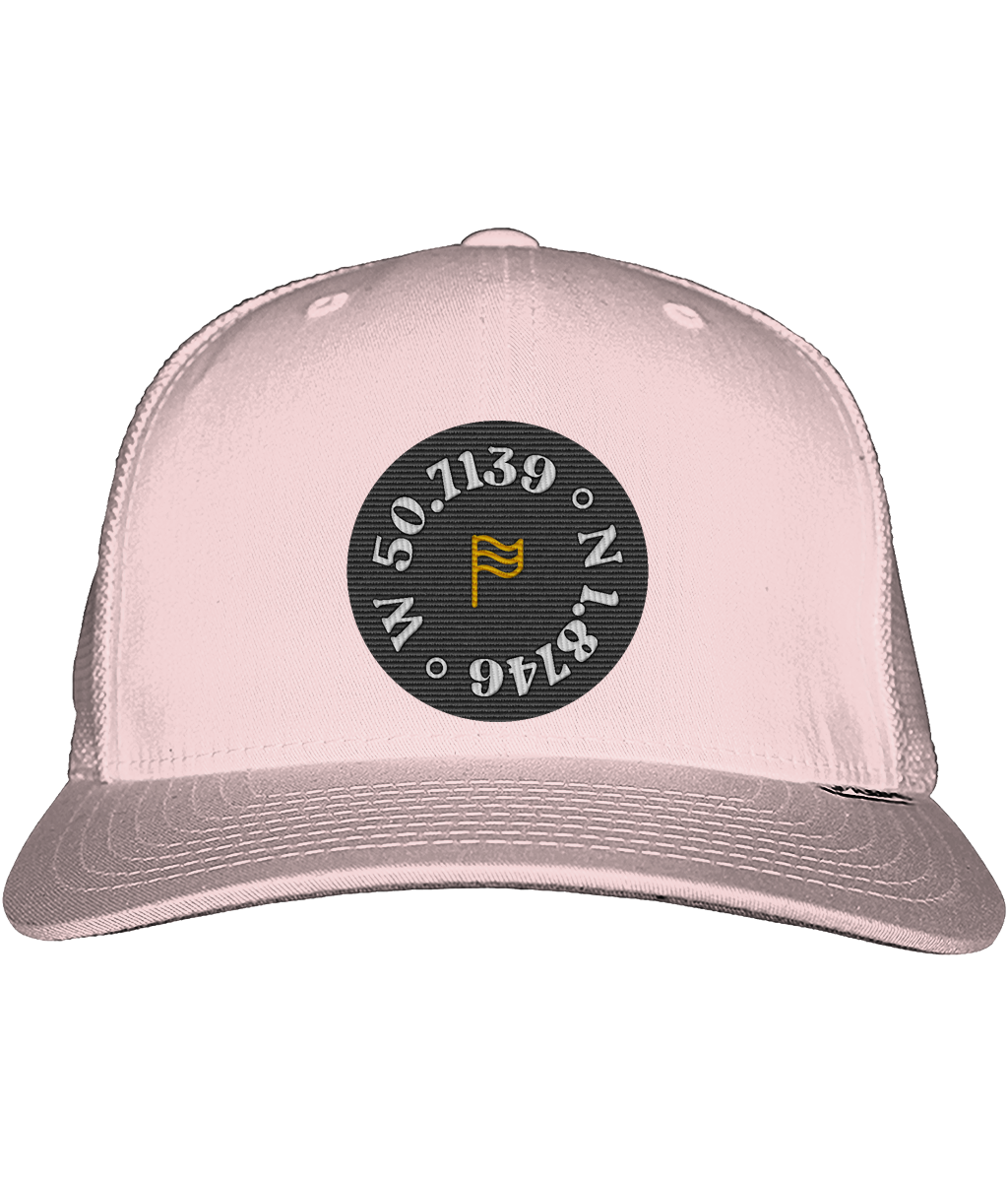 Local Flag Trucker Cap in Pastel Pink/Pastel Pink – front view | Local Apparel, Bournemouth