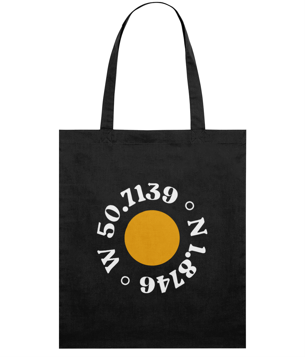 Local Organic Cotton Tote Bag in Black – front view | Local Apparel, Bournemouth