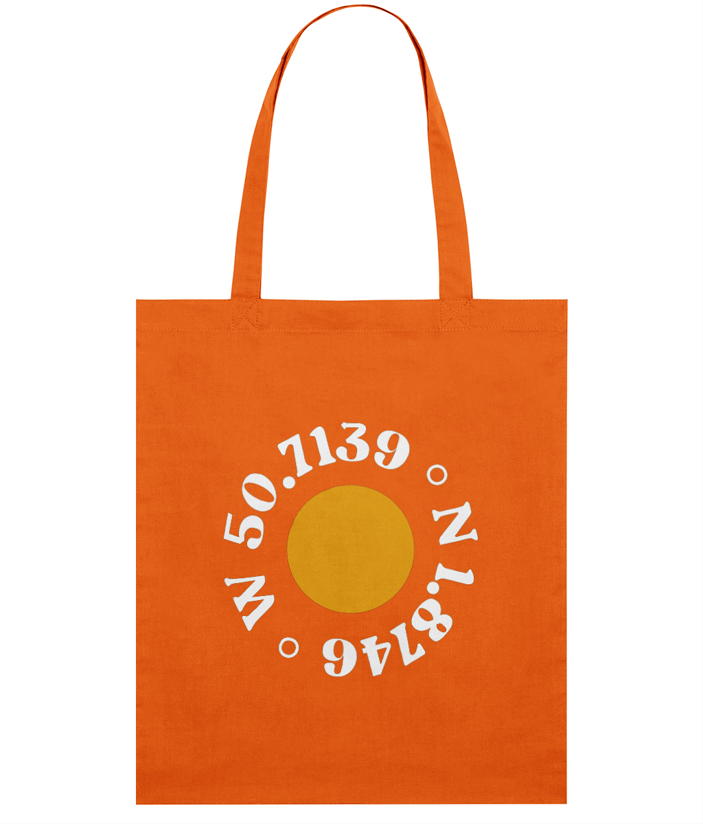 Local Organic Cotton Tote Bag in Bright Orange – front view | Local Apparel, Bournemouth