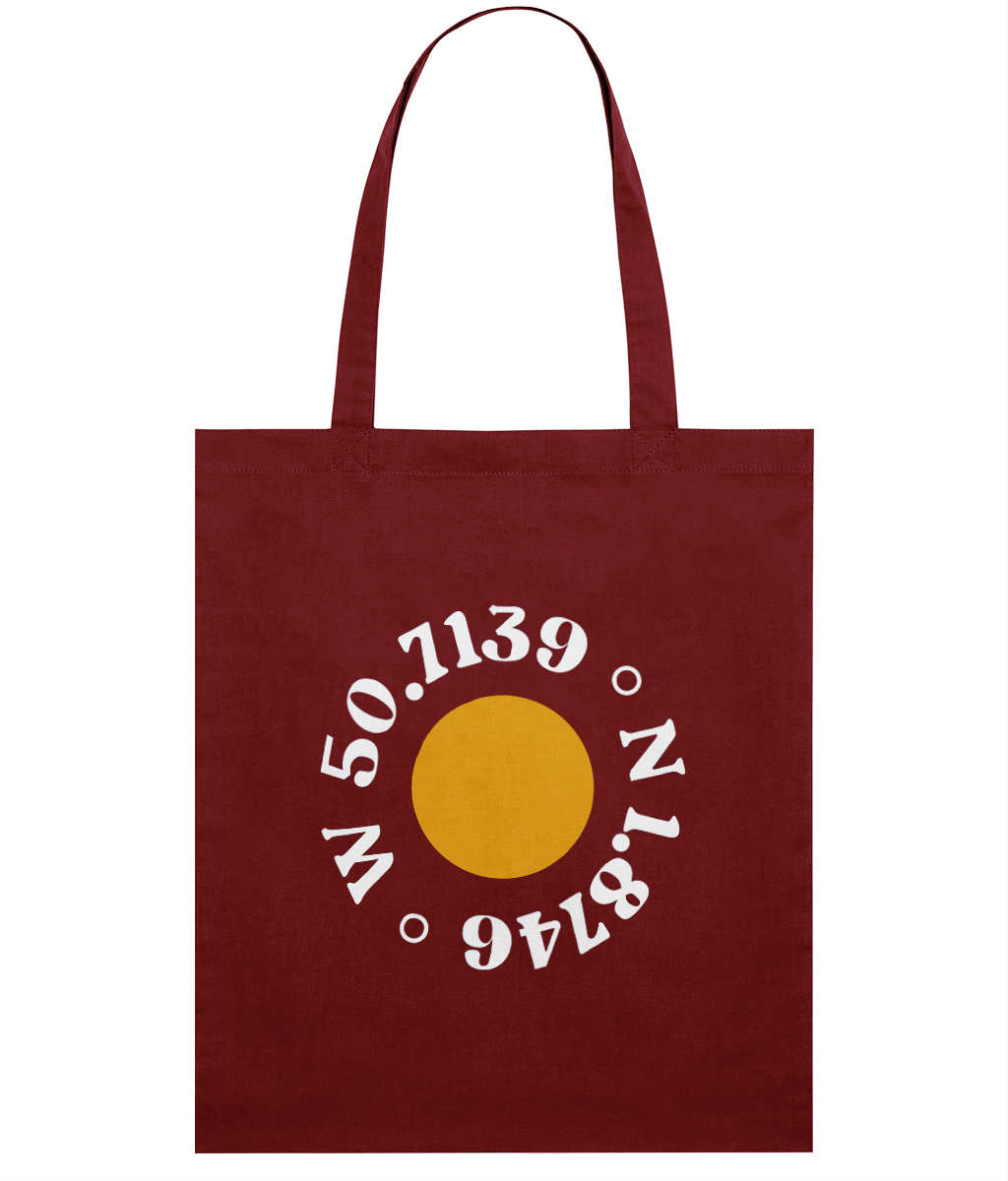 Local Organic Cotton Tote Bag in Burgundy – front view | Local Apparel, Bournemouth