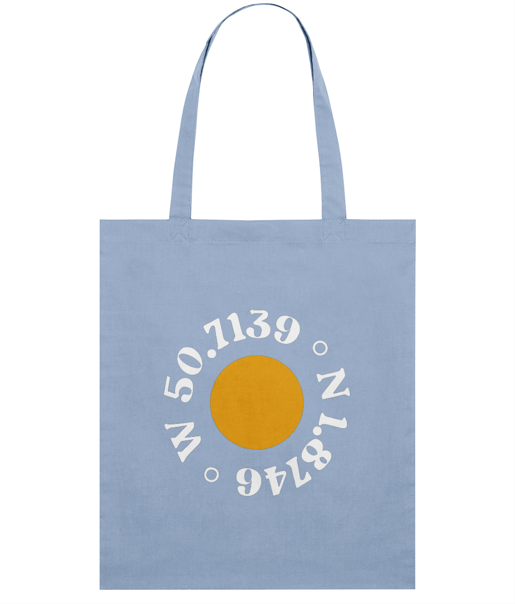 Local Organic Cotton Tote Bag in Sky Blue – front view | Local Apparel, Bournemouth