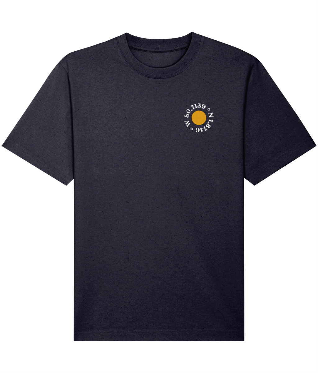 Local Relaxed Unisex T-Shirt (Dark) in French Navy – front view | Local Apparel, Bournemouth