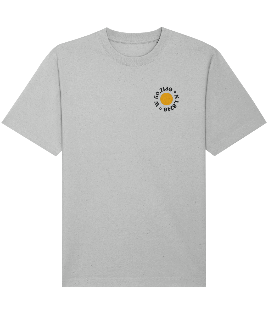 Local Relaxed Unisex T-Shirt in Heather Grey – front view | Local Apparel, Bournemouth