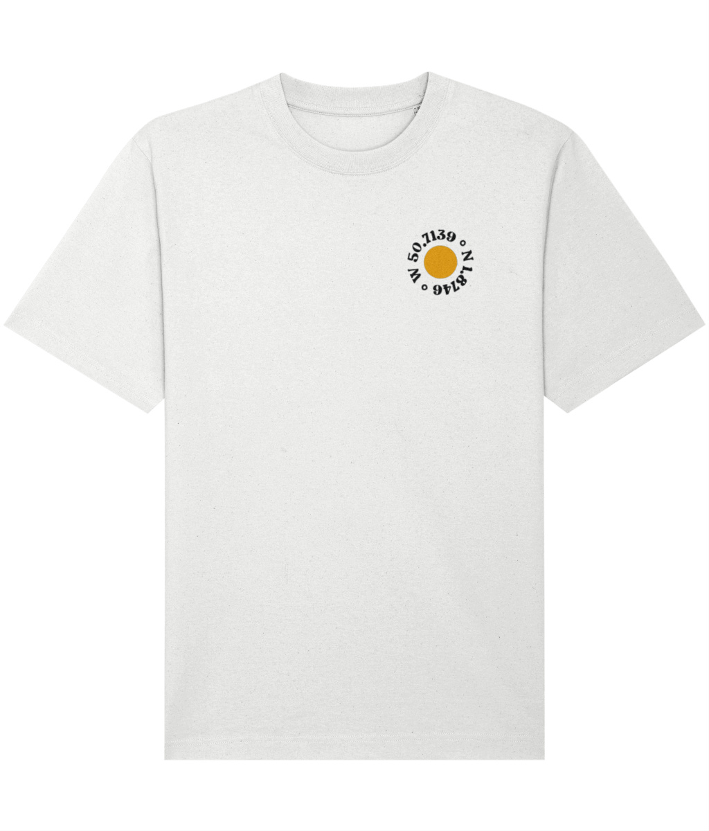 Local Relaxed Unisex T-Shirt in White – front view | Local Apparel, Bournemouth
