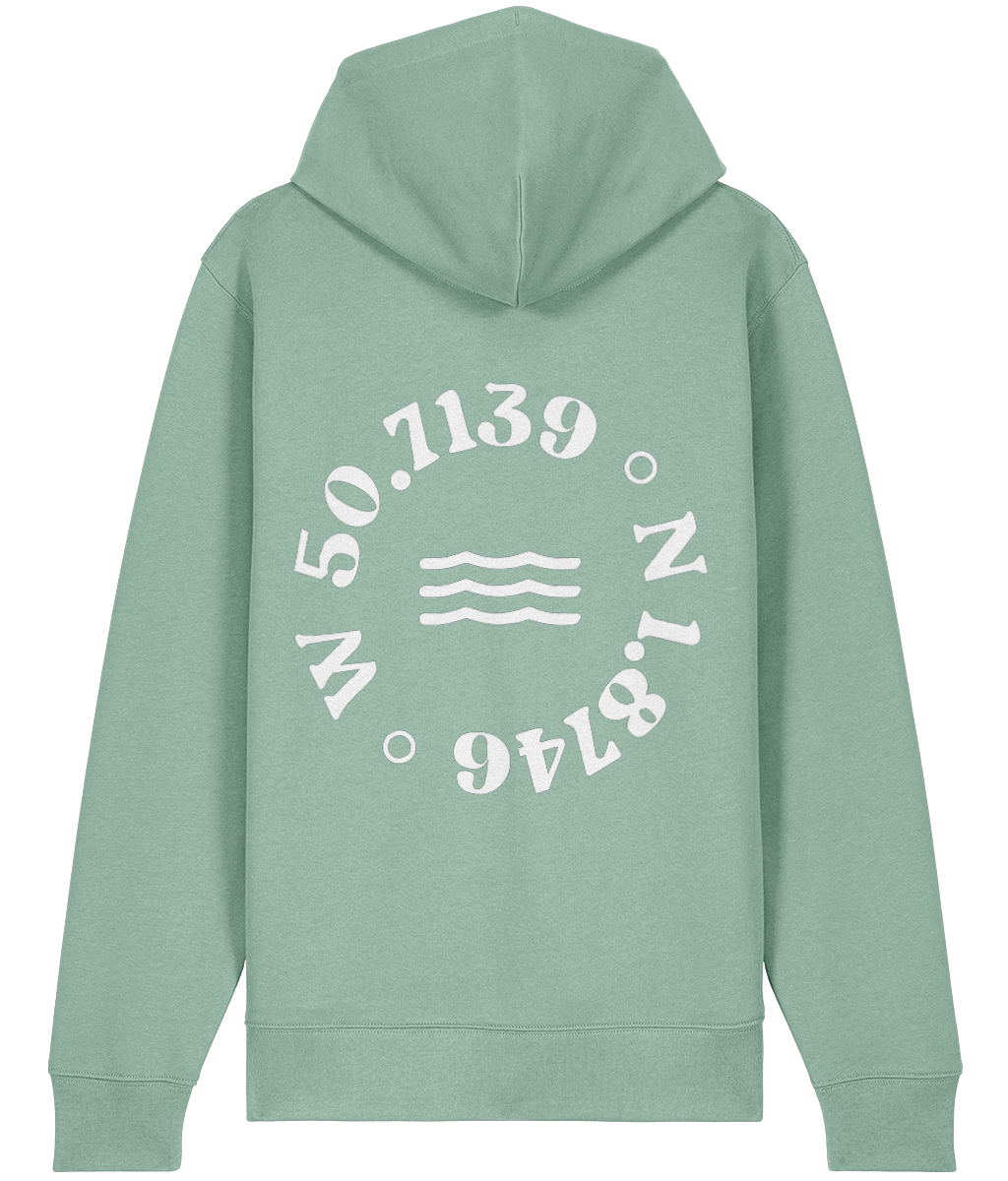 Waves Unisex Zipped Hoodie – back view | Local Apparel, Bournemouth