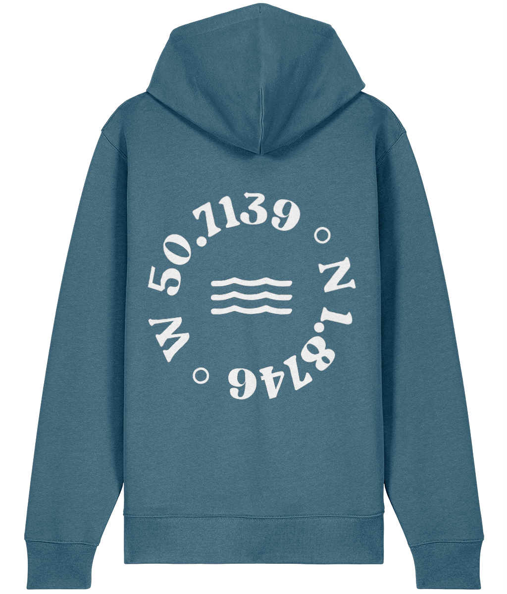 Waves Unisex Zipped Hoodie in Stargazer – back view | Local Apparel, Bournemouth