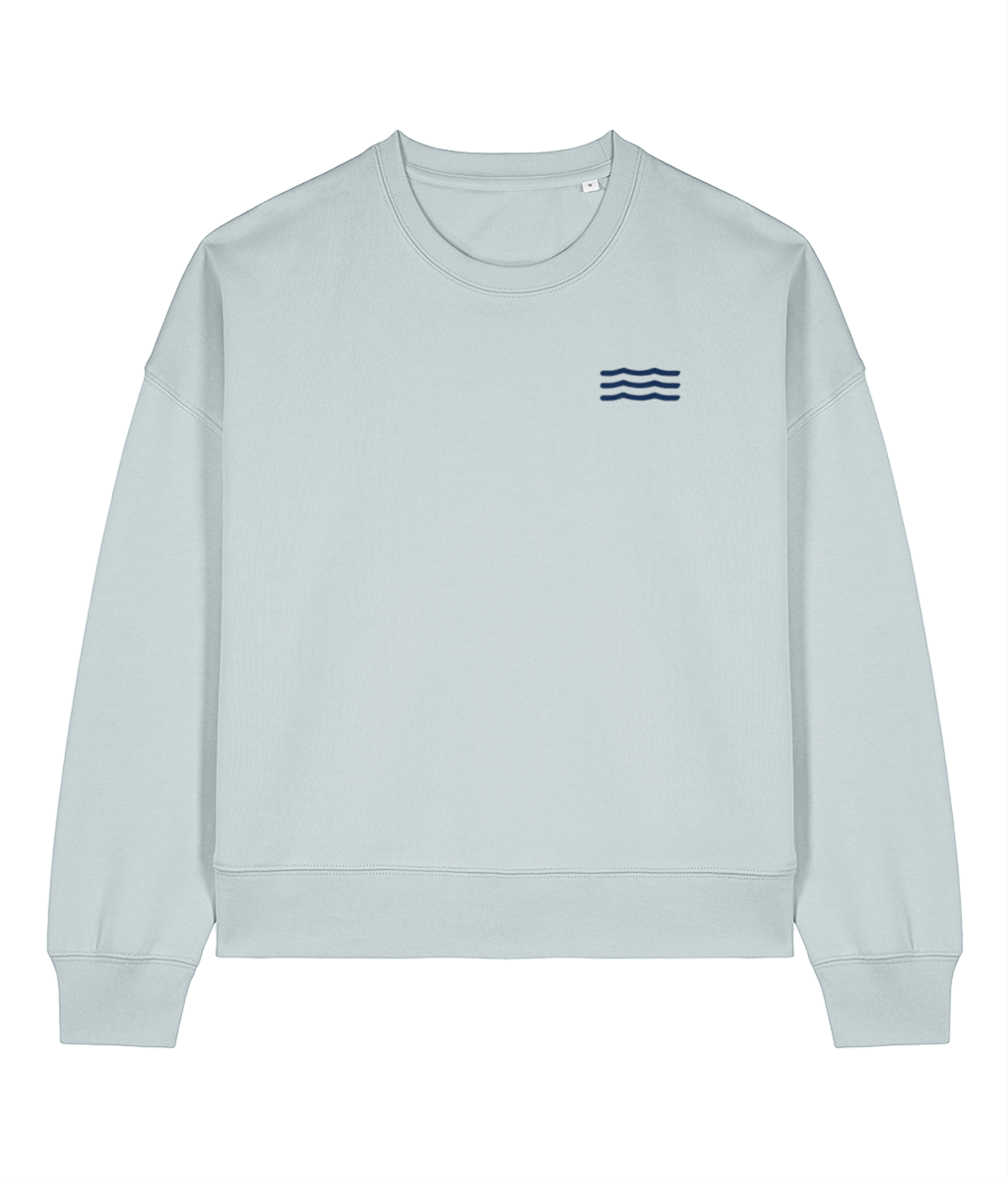 Women's Local Waves Sweatshirt in Blue Ice – front view | Local Apparel, Bournemouth